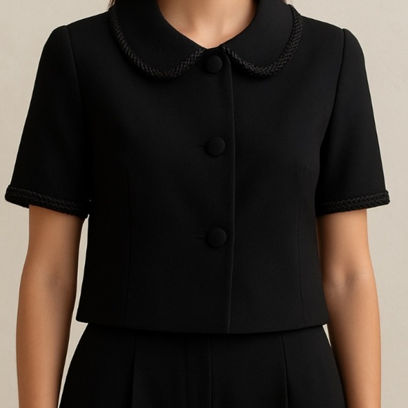 joie des roses Jackets & Blazers - Elegant Black Short Sleeve beaded Blazer in S